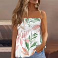 thumbnail image 2 of Vibrant Tropical Parrot Print Cold-Shoulder Tops - Poolside Lounge Blouses with Sleebeless Design & Smocked Waist, 2 of 5