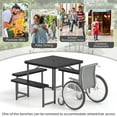 thumbnail image 3 of Yardi Yarda Outdoor Square Picnic Table Bench Set for 4-8 People, Table with Umbrella Hole for Outdoor as Yard, Black, 3 of 12