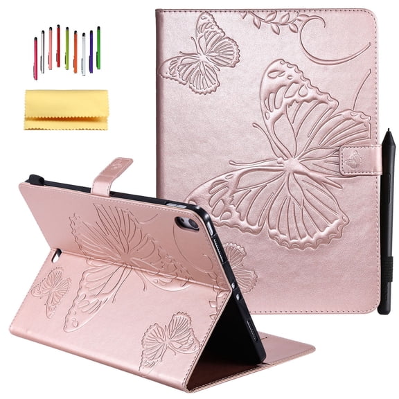 iPad Pro 11-inch 2018 Release Case, Allytech Embossed with Butterfly Series Folio Stand Wallet Case with Cards/Cash Holder [Apple Pencil Charging not Supported] for Apple Pad Pro 11" (2018), Rosegold