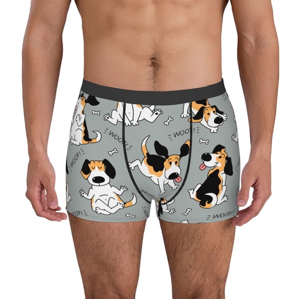 Fotbe Funny Beagle Active Dog Calzoncillos Tipo Boxer con Bolsa de Soporte Total para Hombre, X-Temp Fresco, Transpirable y de Secado Rápido-Large