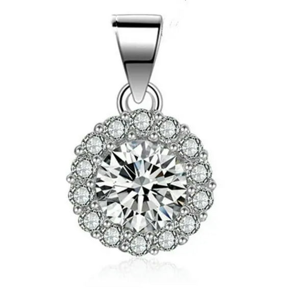 2ct Round Cut White CZ Snowflake Pendant 925 Sterling Silver Gift Chain Necklace
