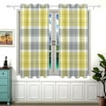 thumbnail image 2 of Plaid with Yellow and Grey Blackout Curtains Window Grommet Insulated Curtain Bedroom Living Room 54"x55" 2 Panels, 2 of 5