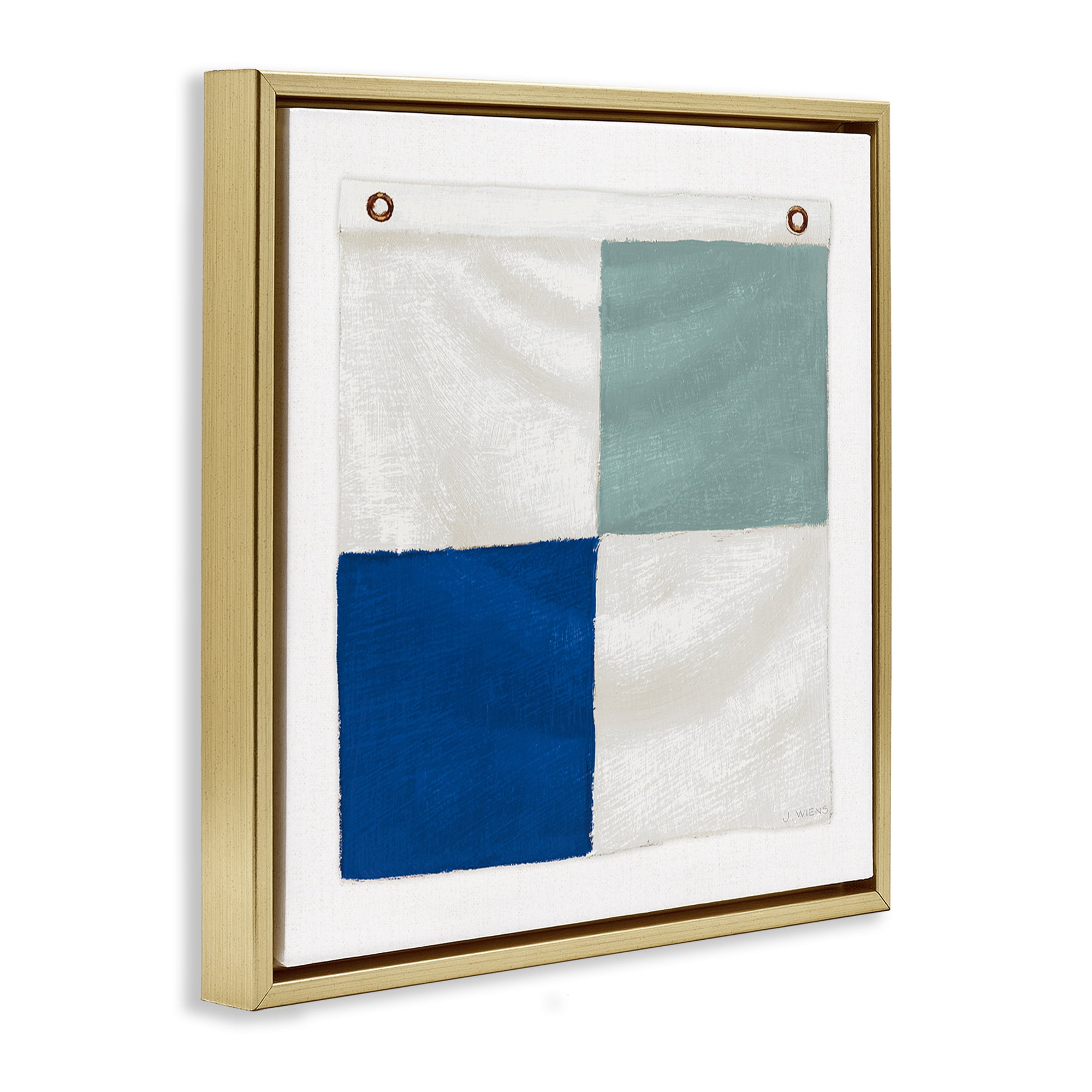 Stupell Industries Checkered Boat Flag Nautical & Beach Painting Gold Floater Framed Canvas Art Print Wall Art, 25 x 25