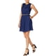 thumbnail image 1 of Maison Jules Vestido ajustado y acampanado con ribete de ganchillo para mujer, azul, pequeño, 1 of 1