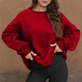 thumbnail image 5 of Lumtrix Crewneck Sweatshirt Women Fall Vintage Oversized Sweatshirt Loose Fit Comfort Cute Hoodies Y2k Fleece Pullover with Pocket Red M, 5 of 5