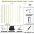 thumbnail image 4 of GRNSHTS Curtain String Lights 300 LEDs Window Curtain Fairy Lights Copper Wire Twinkle String Lights USB Remote Control 8 Modes Hanging Lights for Bedroom Indoor Home Wedding Decor (Yellow), 4 of 14
