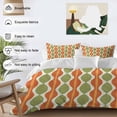 thumbnail image 3 of 3 Piece Orange Green Geometric Duvet Cover Set California King,Microfiber Comforter/Quilt Cover with Corner Ties and 2 Pillowcases,Abstract Moire Modern Vintage All Season Bedding with Zipper Closure, 3 of 8