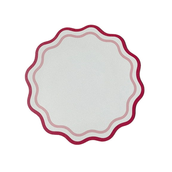 Eosunjian Faux Leather Table Mat Reversible Placemat Faux Leather Scalloped Placemat Heat-resistant Non-slip Waterproof Dining Table Protector Easy for Kitchen