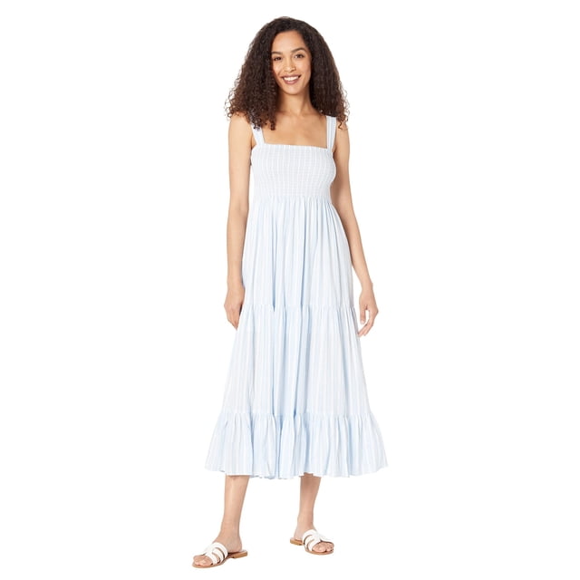 Tommy Hilfiger Vestido Largo Tela, Azul/Blanco, S
