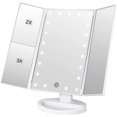 thumbnail image 2 of Espejo de tocador, espejo de tocador de 3 lados, espejo de mesa con 21 LED, plegable, regulable, rotación ajustable de 180 grados, 1X, 2X, 3X Vhermosa LN-0987, 2 of 6