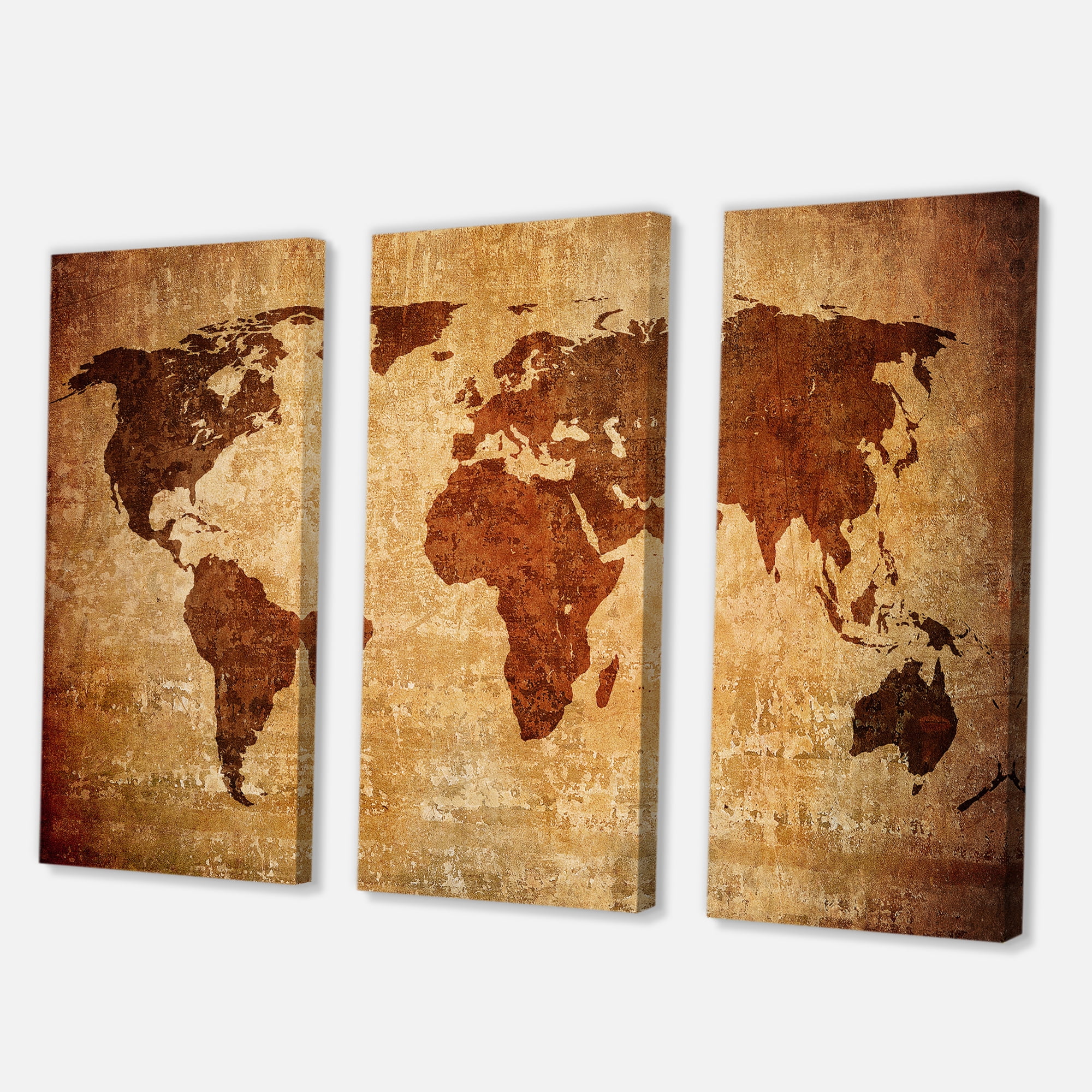 Designart ' Ancient World Map XI ' Vintage Canvas Wall Art Print