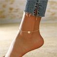 thumbnail image 3 of Boho Ladies Anklet with Initials 26 Letters Heart Shape Layer Hexagon Design Womens Foot Chain Jewelry for Everyday Wear, 3 of 3
