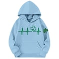 thumbnail image 4 of St. Patrick's Day Girls Hooded Sweatshirt With Print And Pocket Cozy Pullover Casual Kids Top Irish Green Pullover Hoodie 3-14Y, 4 of 4