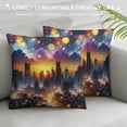 thumbnail image 3 of Orinice  New York Throw Pillow Cushion Cover, Skyline of NYC Urban Skyscrapers at Sunset Dawn Streets USA Architecture, Decorative Square Accent Pillow Case,  White, 3 of 5