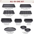 thumbnail image 2 of 10-Piece Baking Pans Set, Bakeware Sets Nonstick, Baking Set for Oven Cooking, Stackable Carbon Steel Set Include Cookie Sheets, Muffin Pan, Cake Pan, Pizza Pan, Loaf Pan, Roasting Pan, Black, 2 of 4