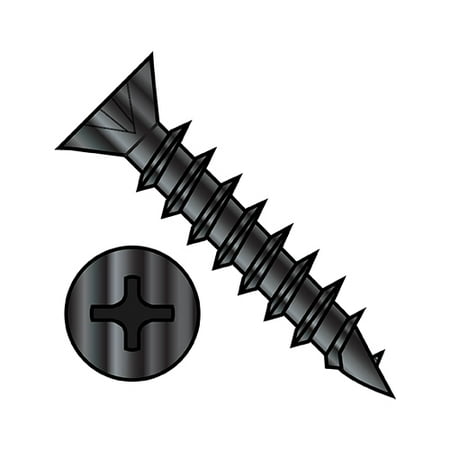 

8-11X3/4 Phillips Flat Head no Nibs Deep Thread Wood/Hinge Screw Full Thread Black Oxide Oil (Pack Qty 10 500) BC-0812DPFDB