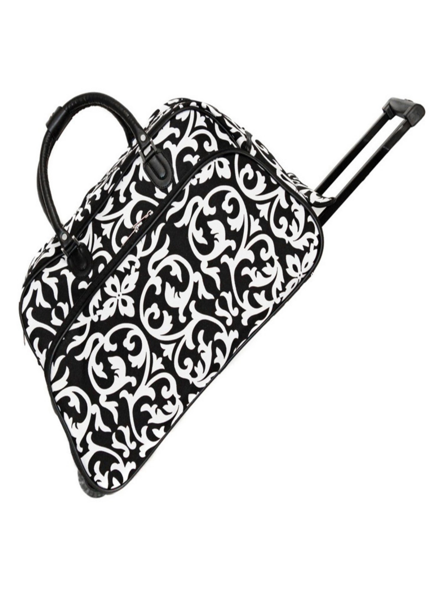 World Traveler 21Inch CarryOn Rolling Duffel Bag Black Trim Damask