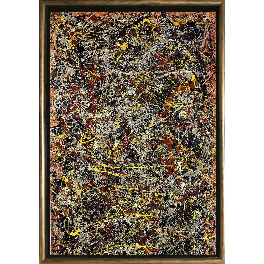 Startonight Bronze Luxury Framed Canvas Wall Art Jackson Pollock No. 5