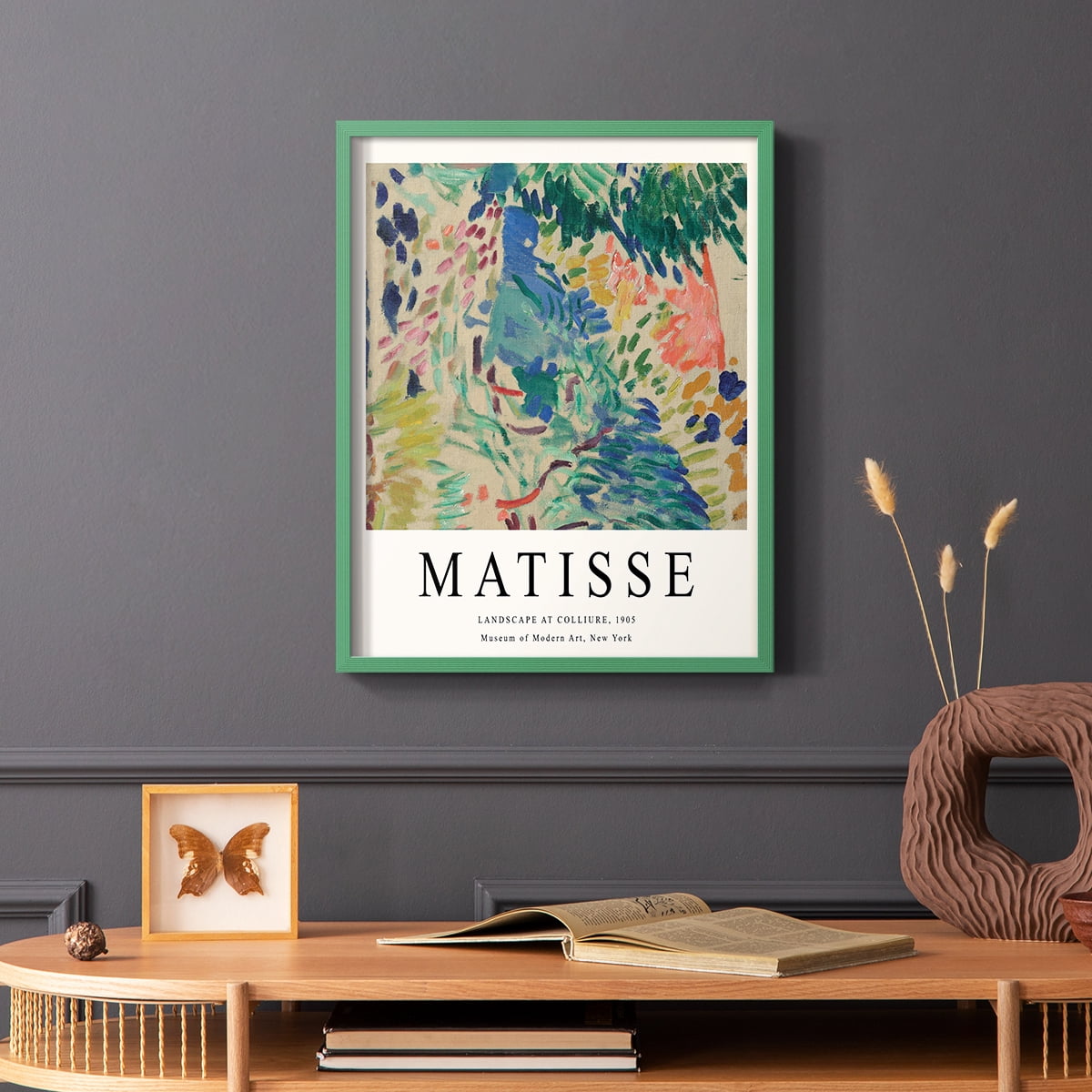 Matisse CDXCIII in Green Solid Wood Framed Print No Nail Hanging