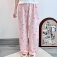 thumbnail image 4 of Pantalones de dormir bonitos de Hello Kitty con dibujos animados de estilo coreano para mujer en verano, pantalones casuales holgados y finos de color rosa para niñas, 4 of 5