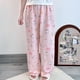 thumbnail image 4 of Pantalones de dormir bonitos de Hello Kitty con dibujos animados de estilo coreano para mujer en verano, pantalones casuales holgados y finos de color rosa para niñas, 4 of 5