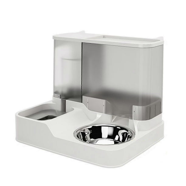 Pet Automatic Water Dispenser, 2in1 Large Automatic Dry Food Dispenser, Water Dispenser for Dogs and Cats, 2.8 L Feeder 1 L Drinker, Grey