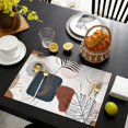 thumbnail image 4 of Blue Boho Abstract and Plant Pattern Summer Placemats Table Placemats Set Of 4-Linen Kitchen Washable Placemats Table Mats 11.8"x17.7"Non-Slip Heat Resistant, 4 of 6