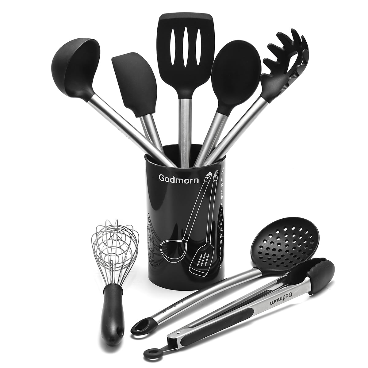 9pcs Silicone Kitchen Utensil Set Cooking Utensil Nonstick Kitchen Tool With Plastic Holder Stainless Steel Heat Resistant And Nonstick Cooking Gadgets Tool Black Bpa Free Walmart Com Walmart Com