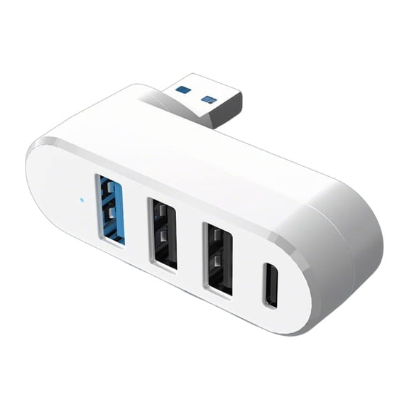 USB3.0 Hubs 4 Port USB Hubs USB Splitter with 3 USB Port & 1 USB C Powered Data Port 180° Degree Rotatable USB Extender