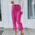 thumbnail image 2 of UJNDER Carnival Women's Sequin Casual Pants Party Fashion High Waist Drawstring Leggings Style Hot Pink XXL, 2 of 7