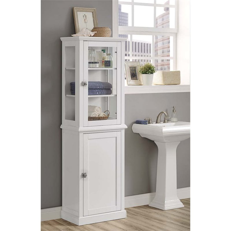 Riverbay Furniture Tall Linen Cabinet in White - Walmart.com