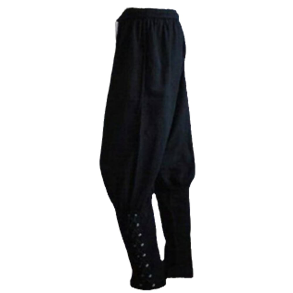Men Medieval Renaissance Trousers Tapered Pants Pirate Costume Ankle Banded 