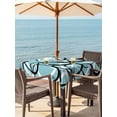 thumbnail image 2 of Outdoor Tablecloth with Umbrella Hole and Zipper, Aqua Geometric Square Table Cloth 60x60 Inch Waterproof Tablecloth, Modern Black White Striped Abstract Lines Picnic Table Cover for Patio Camping, 2 of 7