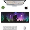 thumbnail image 2 of Funny Bigfoot Green Forest Galaxy Purple UFO Mouse Pad XL Extended Desk Mat, Non Slip Rubber Base Stitched Edge Gaming Pc Desktop Large Mice Pad,31.5 X 11.8 Inch, 2 of 6