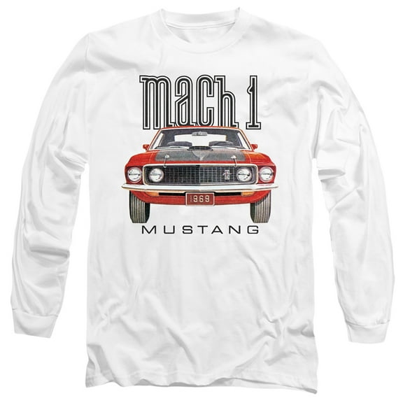 Ford Mustang 69 Mach 1 Long Sleeve Adult 18/1 T-Shirt White