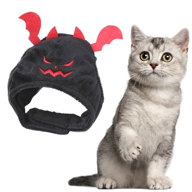 Sombrero de Gato Yinane para Mascotas Halloween Negro Cómodo Diadema Adornos