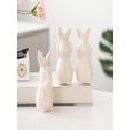 thumbnail image 3 of Meggemo Easter Hear No See No Speak No Evil Bunny Figurine Set Cute Decorative Ornament for Easter Home Desktop Shelf Holiday Party, 3 of 4