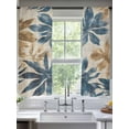 thumbnail image 3 of Navy Blue Brown Semi Sheer Curtains 72 Inch Length 2 Panels Set, Tropical Botanical Palm Leaves Vintage Sheer Kitchen Curtain Privacy Voile Window Curtain for Living Room Bedroom Rod Pocket Drapes, 3 of 7