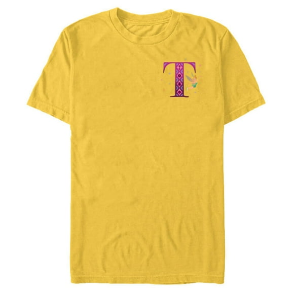 Disney Alphabet Monogram Peter Pan Letter T for Tinker Bell - Short Sleeve Blended T-Shirt for Adults - Customized-Yellow