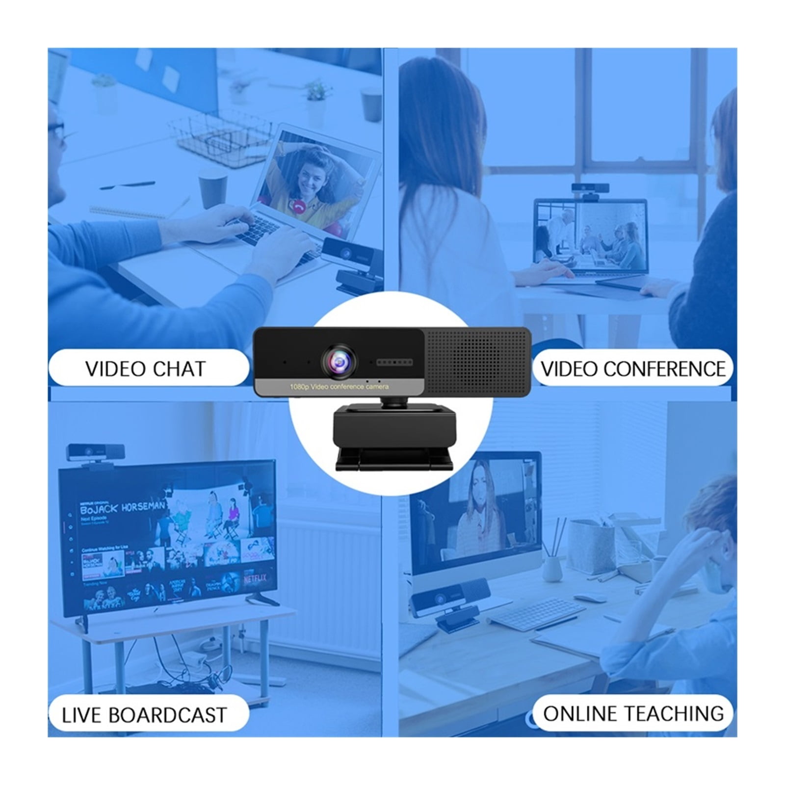 Webcam 1080P Full HD Web Camera With Speaker Microphone USB Web Cam For PC Computer Live Broadcast Laptop Mini Camera ,Full Clarity