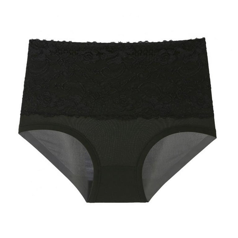 1pc Women High Waist Lace Underwear Ladies Soft Full Coverage Briefs  Seamless Panties Tummy Control Panty Stretch Briefs Plus Size 