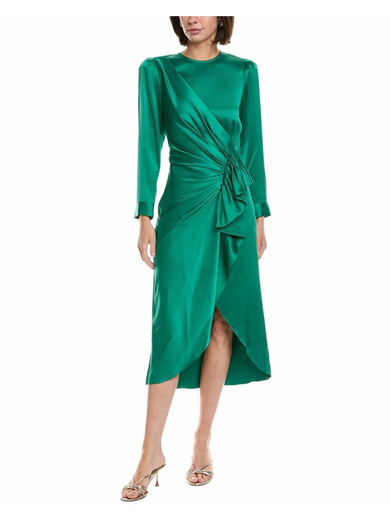 long sleeve long formal dresses Floor Length Deep V Neck Wholesale Gold Rainbow local_dfw_vendor Chiffon Colors:Dark Green 805 Plus Size Square Neck