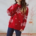 thumbnail image 2 of Suéter grueso de otoño e invierno con copos de nieve navideños, cuello redondo, manga larga, jersey de punto, 2 of 5