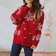 thumbnail image 2 of Suéter grueso de otoño e invierno con copos de nieve navideños, cuello redondo, manga larga, jersey de punto, 2 of 5