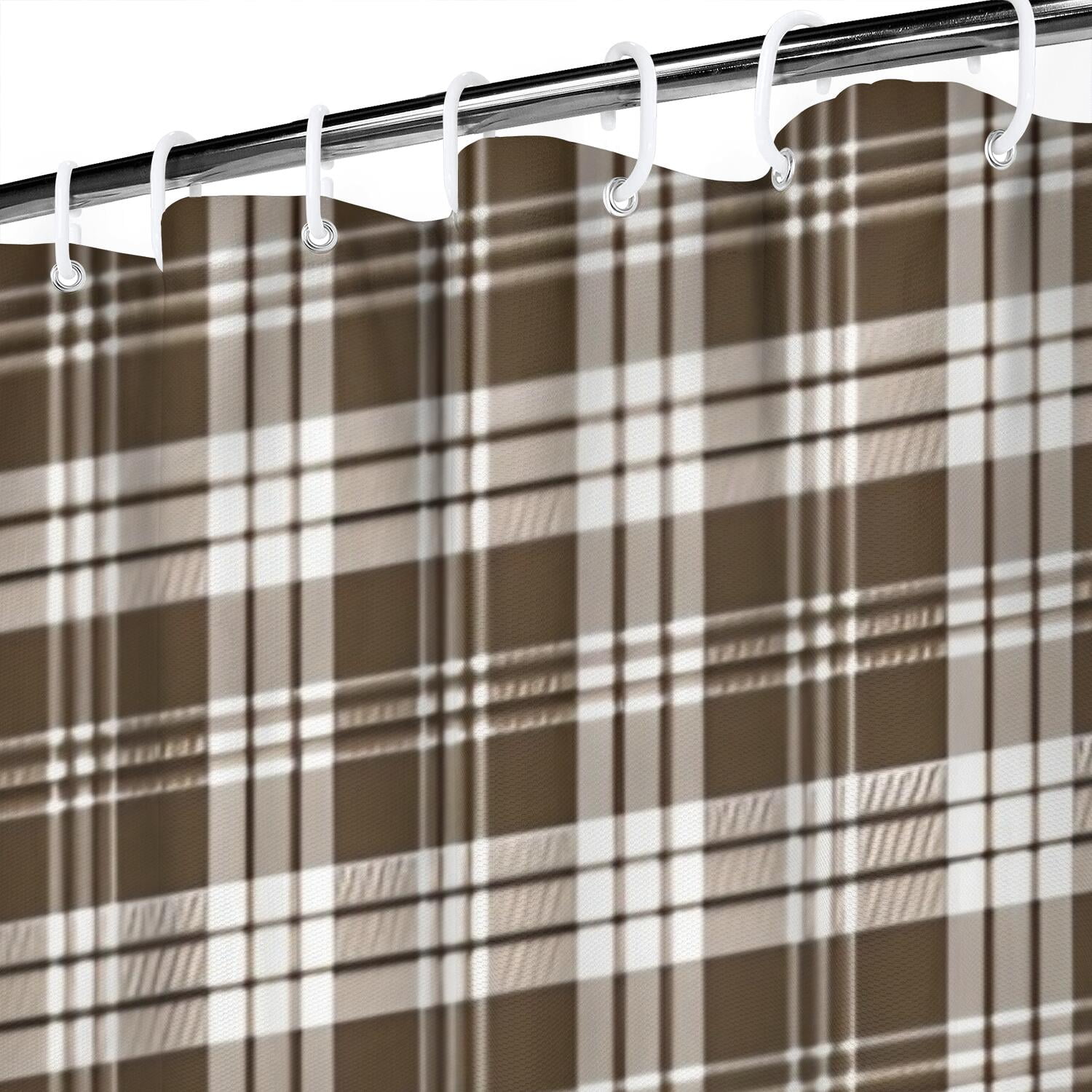 Brown and White Checkerboard Checkered Pattern Shower Curtain 84"x72" ,Bathroom Decorative Shower Curtains Set with 12 Hooks,Modern Waterproof Washable Shower Curtain