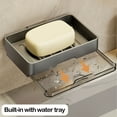 thumbnail image 6 of Kraoden Wall-mounted No-punch Soap Box, Double Layer Soap Holder with Drainage, Waterproof and Durable Bathroom Shelf Organizer with 2 Hooks, Easy to Install and Maintain, 6 of 6