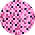 thumbnail image 1 of Ahgly Company Machine Washable Indoor Round Checkered Pink Modern Area Rugs, 7' Round, 1 of 4