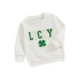 thumbnail image 2 of Elippeo Toddler St. Patrick's Day Toddler Kids Baby Boy Girl Sweatshirts 6M 12M 18M 24M 3Y Fuzzy Letter Embroidery Long Sleeve Round Neck Pullover Loose Tops, 2 of 10