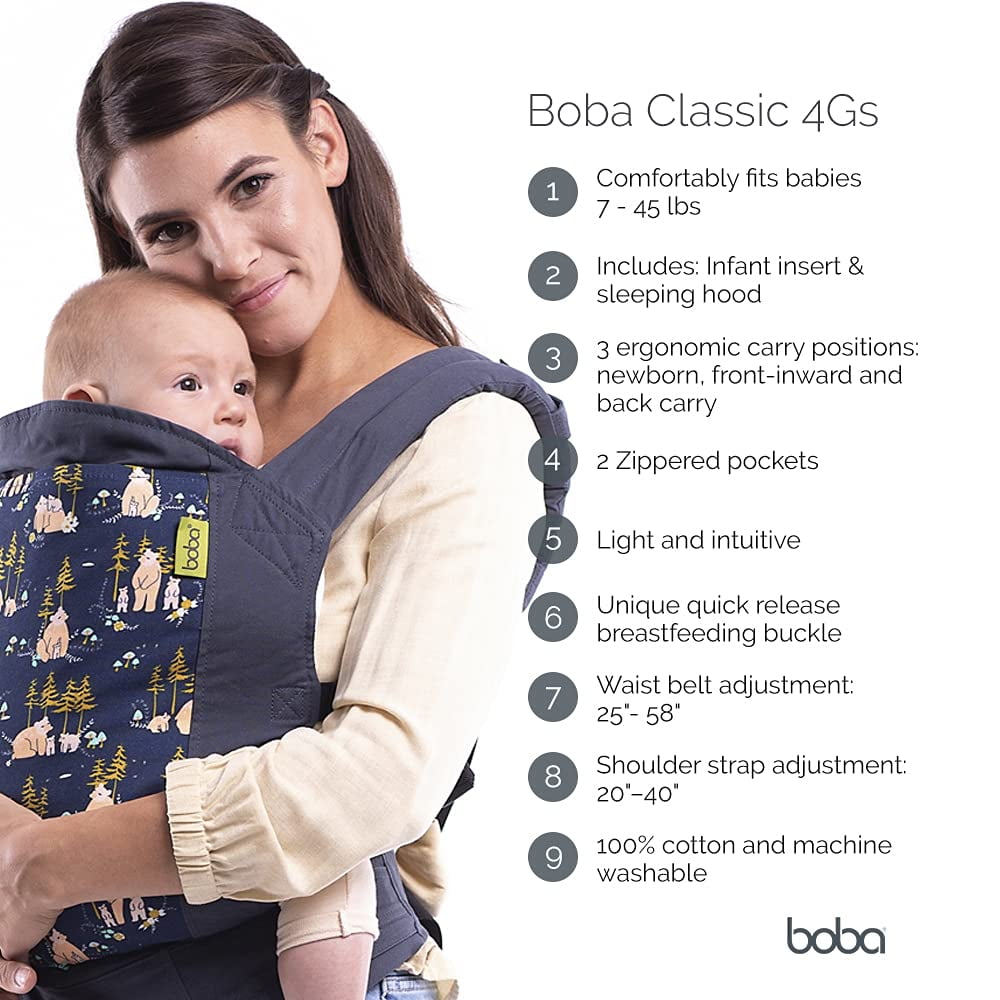 Boba Baby Carrier Classic Backpack or Front Pack Baby Sling for 7 lb and Toddlers up to 45 lbs Organic Slate Walmart
