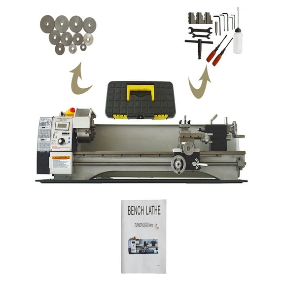 Mini Metal Bench Lathe Variable Speed Precision Inch Instrument Machine Threaded Version WM210V 1100W 8"*24"